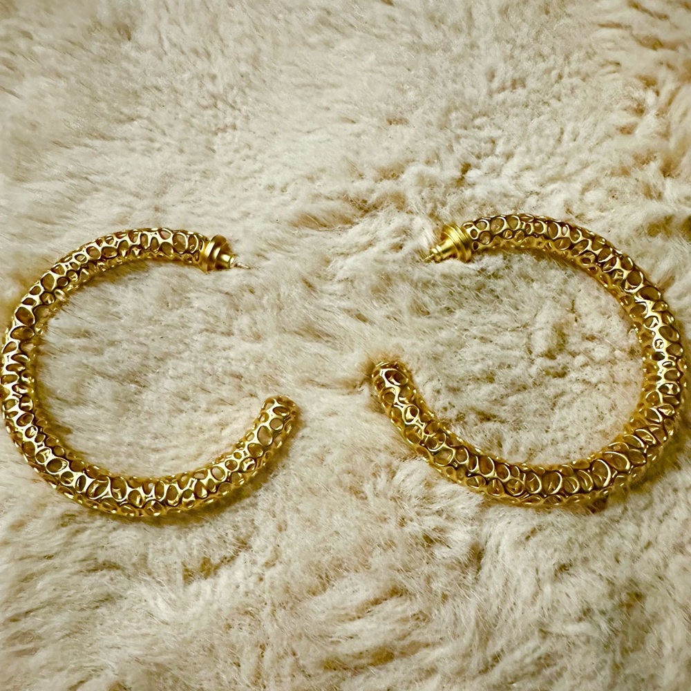 KHOI signature caged technique Gold Hoops